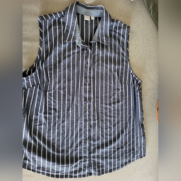 Simon's Twik Blue Stripe Sleeveless button up XL cotton - Picture 1 of 5